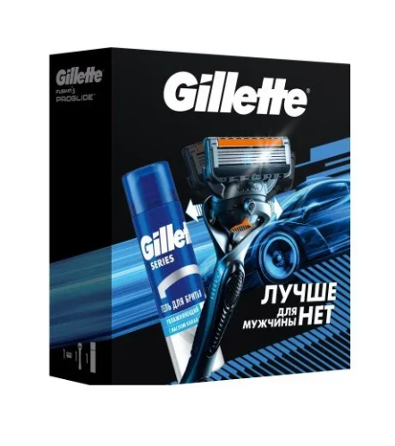 GILLETTE Fusion набор подарочный: бритва, см. кассета, гель д/бритья масло какао 200мл
